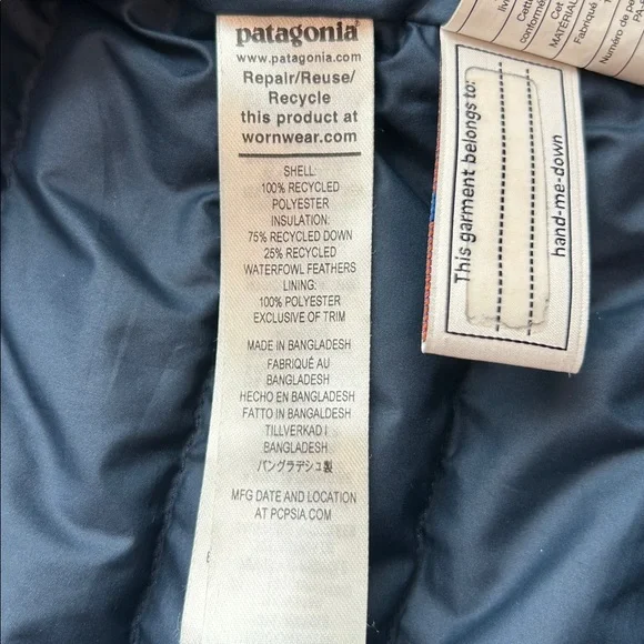 Patagonia Kids Down Sweater Size Large Small 7/8 Navy Blue Insulated Coat Jacket - Picture 6 of 7